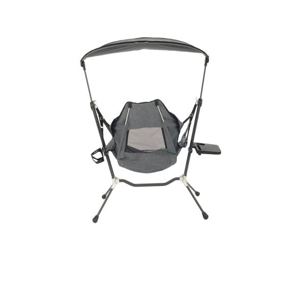 Adjustable 600D Polyester Steel Frame Swinging Chair with Removable cup holder,side table and roof