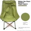 High Back Moon Camping Chairs Portable Large Heavy Duty Folding Saucer Lounge Chair with Side Storage Pocket Head Padded, Supports up to 400lbs