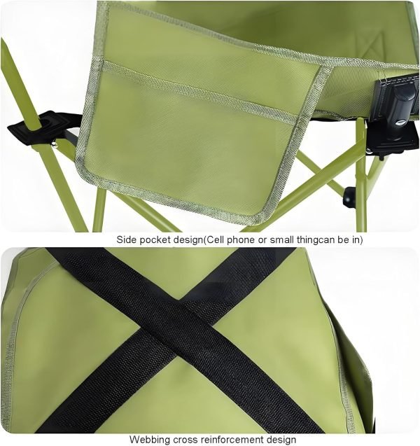 High Back Moon Camping Chairs Portable Large Heavy Duty Folding Saucer Lounge Chair with Side Storage Pocket Head Padded, Supports up to 400lbs