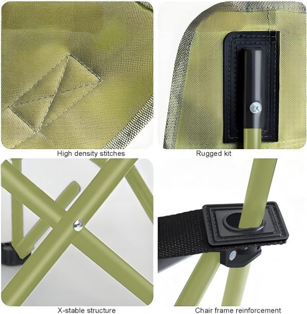 High Back Moon Camping Chairs Portable Large Heavy Duty Folding Saucer Lounge Chair with Side Storage Pocket Head Padded, Supports up to 400lbs