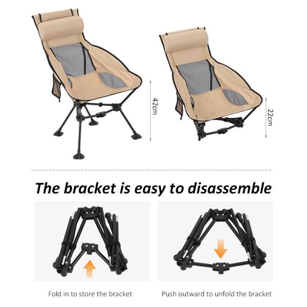 Customized Outdoor Folding Chair Camping Leisure Chair Triangle Structure Moon Chair