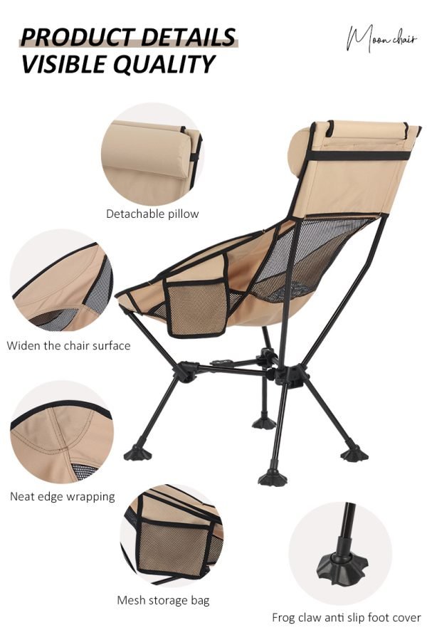 Customized Outdoor Folding Chair Camping Leisure Chair Triangle Structure Moon Chair