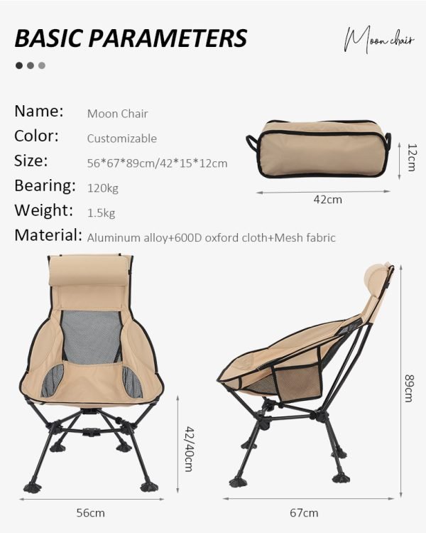 Customized Outdoor Folding Chair Camping Leisure Chair Triangle Structure Moon Chair