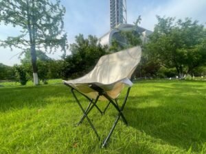 Wholesale portable moon camping chair steel frame Oxford fabric