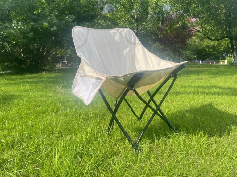 Wholesale portable moon camping chair steel frame Oxford fabric