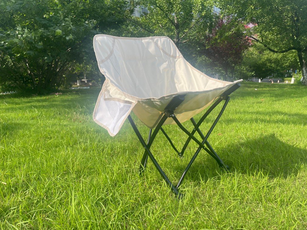 Wholesale portable moon camping chair steel frame Oxford fabric
