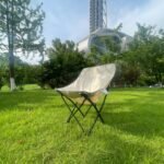 Wholesale portable moon camping chair steel frame Oxford fabric