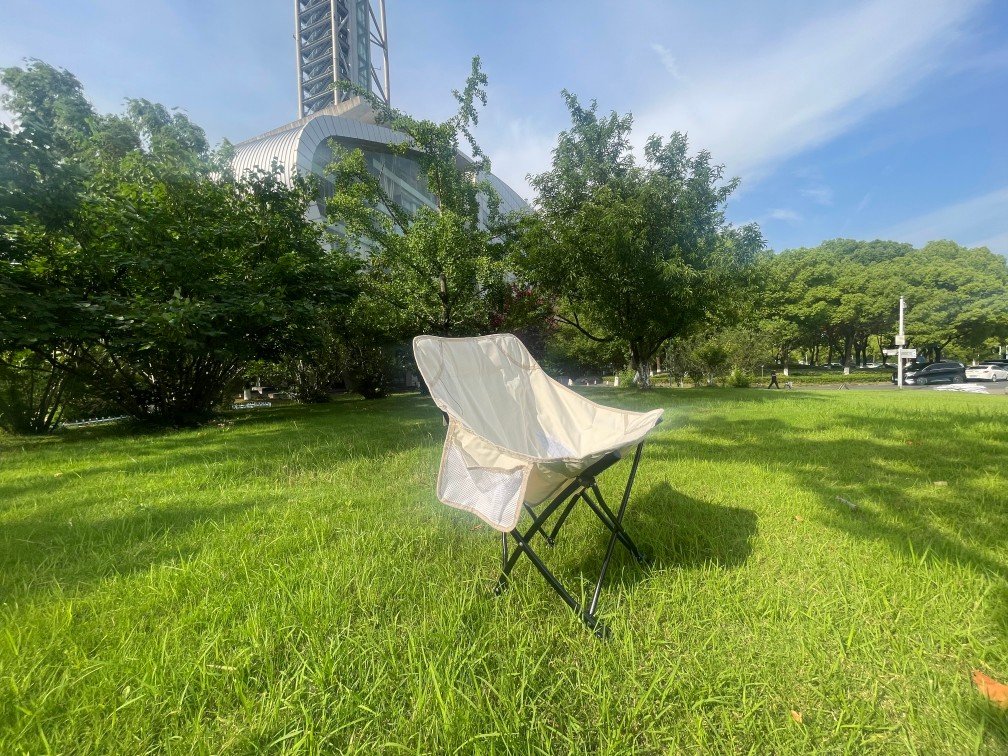 Wholesale portable moon camping chair steel frame Oxford fabric
