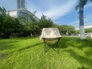 Wholesale portable moon camping chair steel frame Oxford fabric