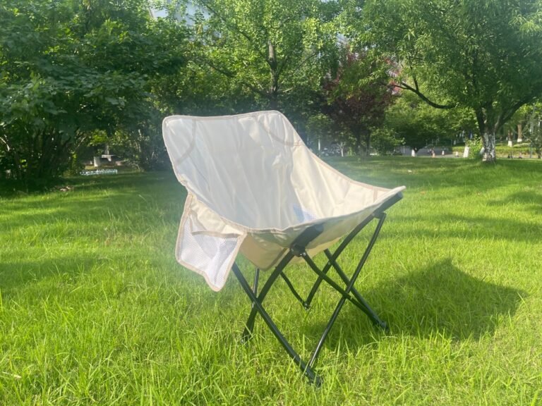 Wholesale portable moon camping chair steel frame Oxford fabric