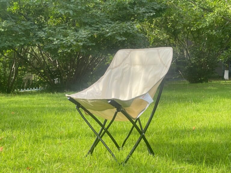 Wholesale portable moon camping chair steel frame Oxford fabric