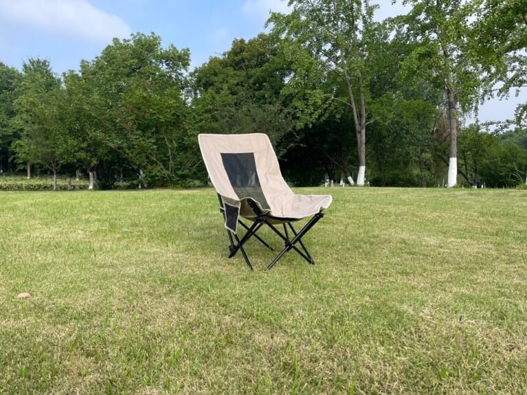 Wholesale portable moon camping chair steel frame Oxford fabric