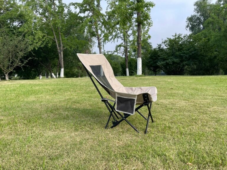 Wholesale portable moon camping chair steel frame Oxford fabric