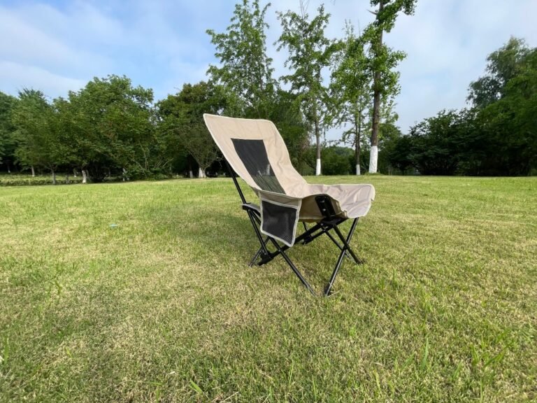 Wholesale portable moon camping chair steel frame Oxford fabric