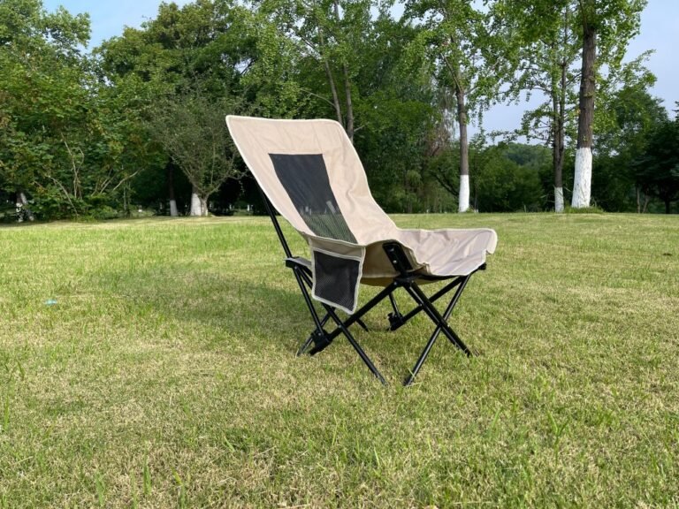 Wholesale portable moon camping chair steel frame Oxford fabric