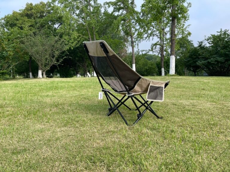 Wholesale portable moon camping chair steel frame Oxford fabric