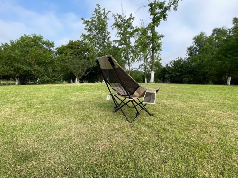 Wholesale portable moon camping chair steel frame Oxford fabric