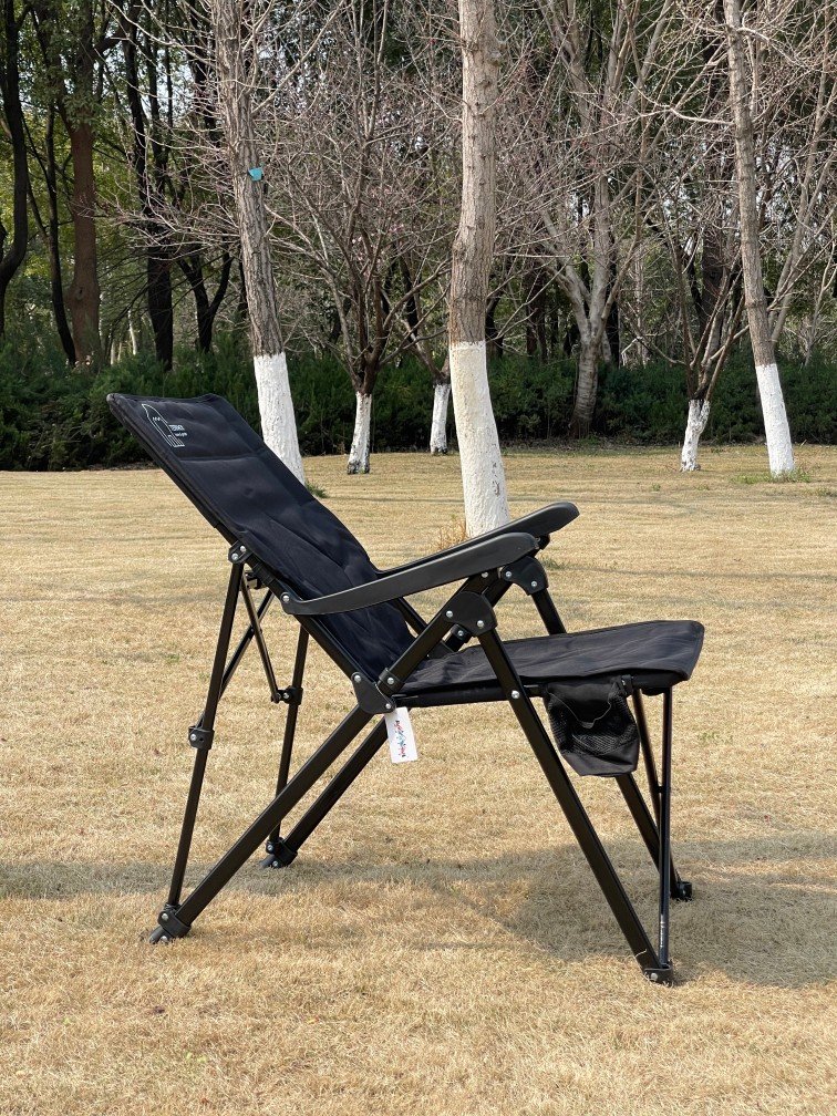 3 Position Adjustable Outdoor Relax Reclining Metal Folding Camping Chair With Armrest