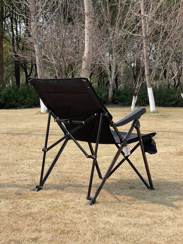 3 Position Adjustable Outdoor Relax Reclining Metal Folding Camping Chair With Armrest