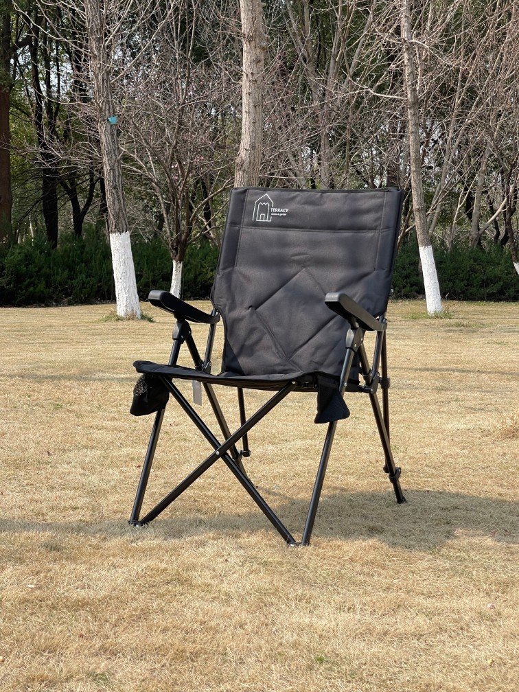3 Position Adjustable Outdoor Relax Reclining Metal Folding Camping Chair With Armrest