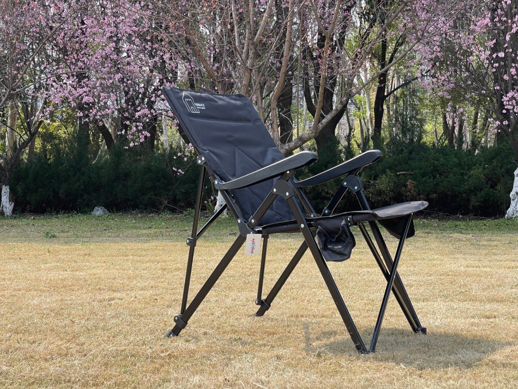 3 Position Adjustable Outdoor Relax Reclining Metal Folding Camping Chair With Armrest