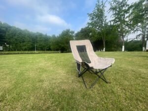 Wholesale portable moon camping chair steel frame Oxford fabric