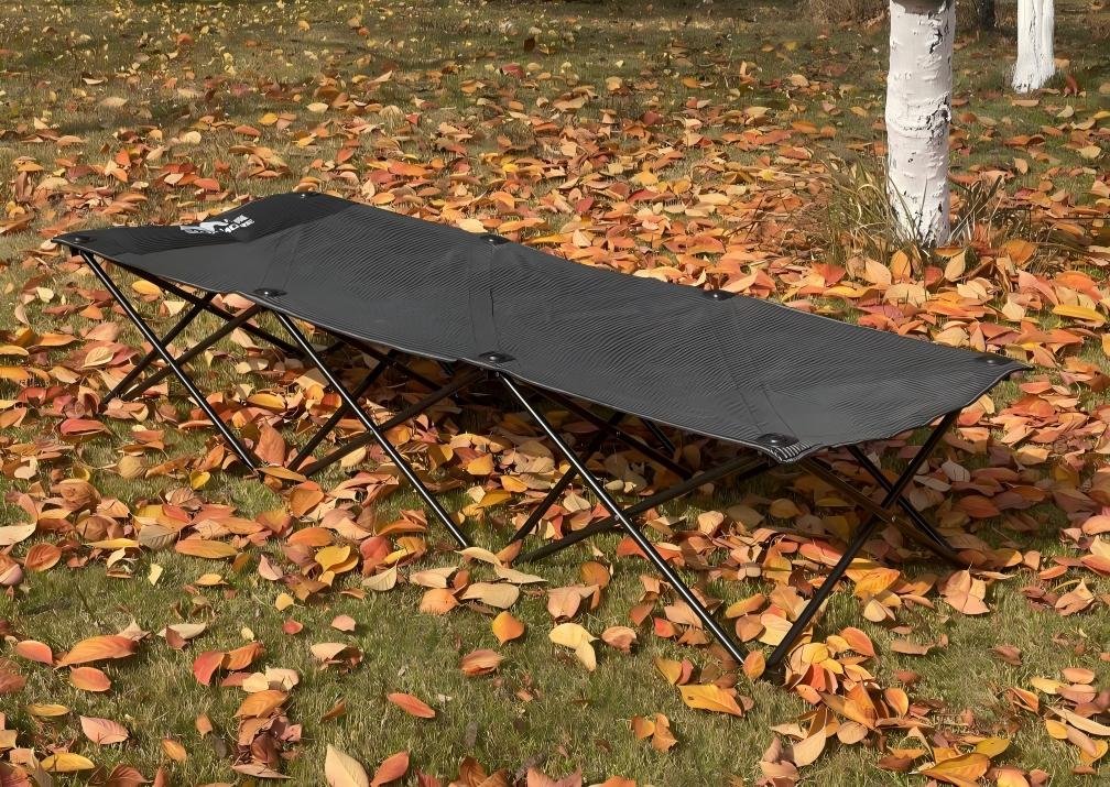Black folding camping cot portable outdoor bed for wholesale