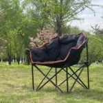 Wholesale padded moon chair, thickened folding camping chair with orange trim