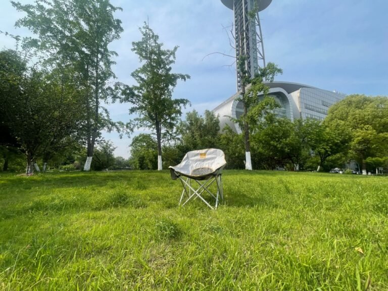 Wholesale portable moon camping chair steel frame Oxford fabric