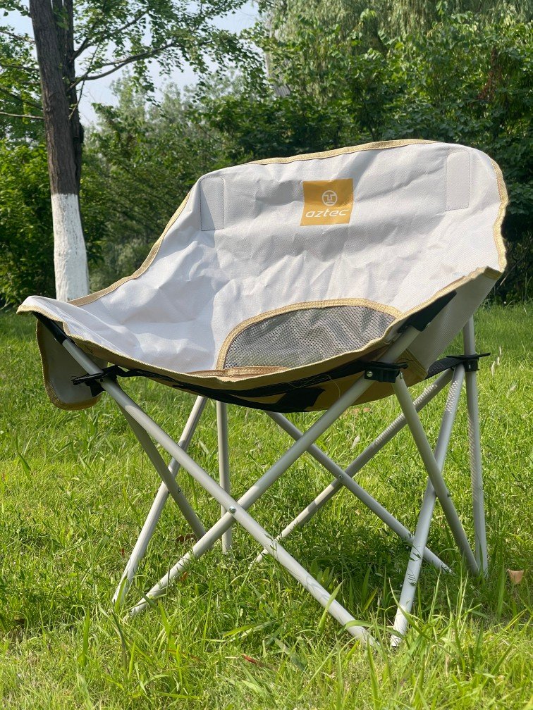 Wholesale portable moon camping chair steel frame Oxford fabric