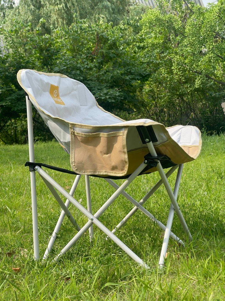Wholesale portable moon camping chair steel frame Oxford fabric