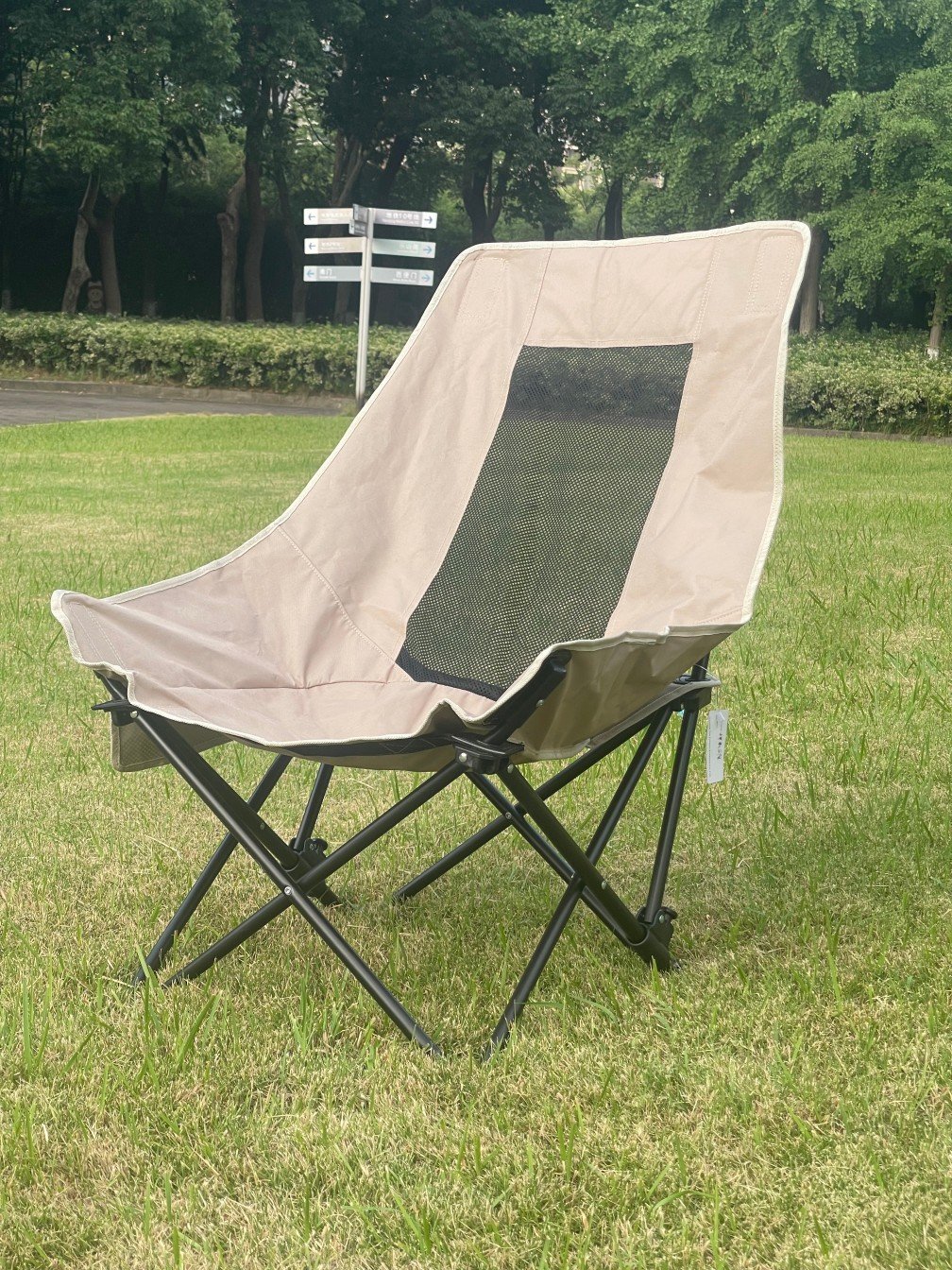 Wholesale portable moon camping chair steel frame Oxford fabric